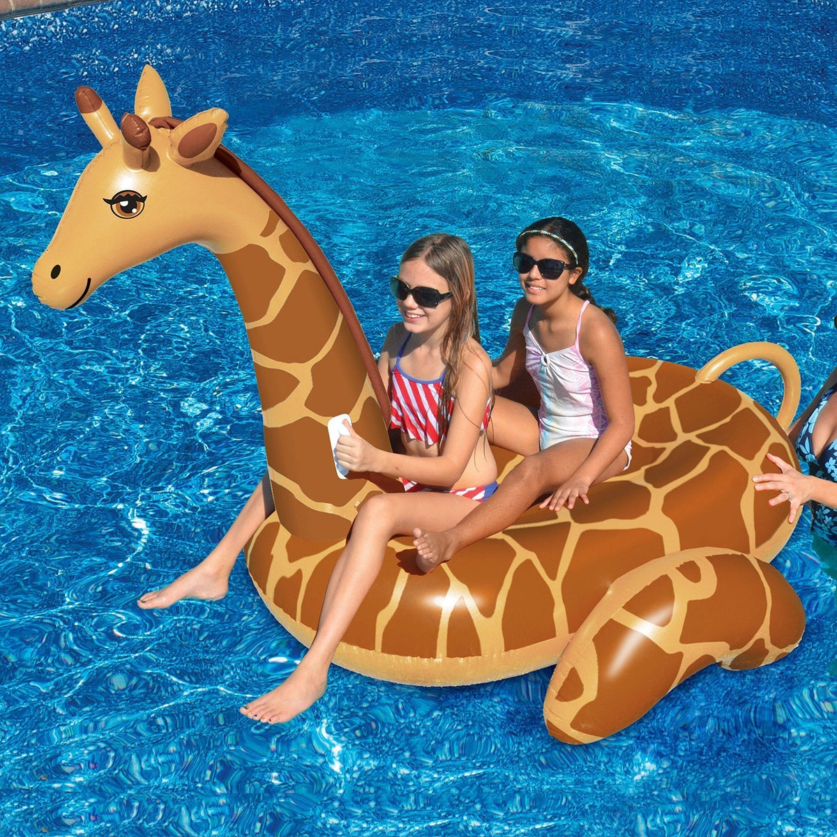 Aufblasbare Wasserliege Giraffe — Robuste PVC-Konstruktion, Markante Konturgrafik