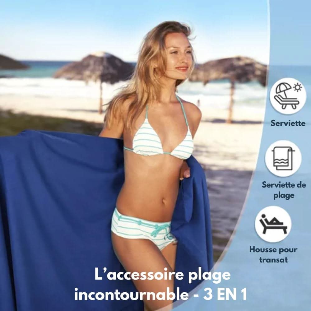 SunLounge-handduk — överdimensionerade sidofickor, halkfria stretchytor