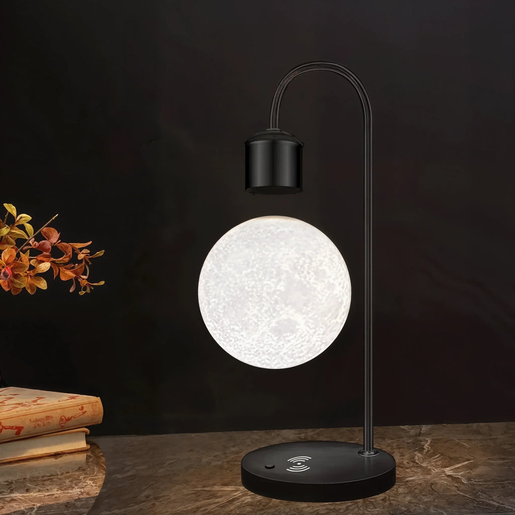 LuminoMoon LED Floating Moon Desk Lamp For Bedroom And Study Minimalist Night Light