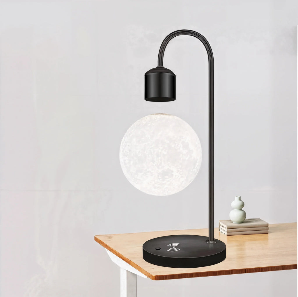 LuminoMoon LED Floating Moon Desk Lamp For Bedroom And Study Minimalist Night Light