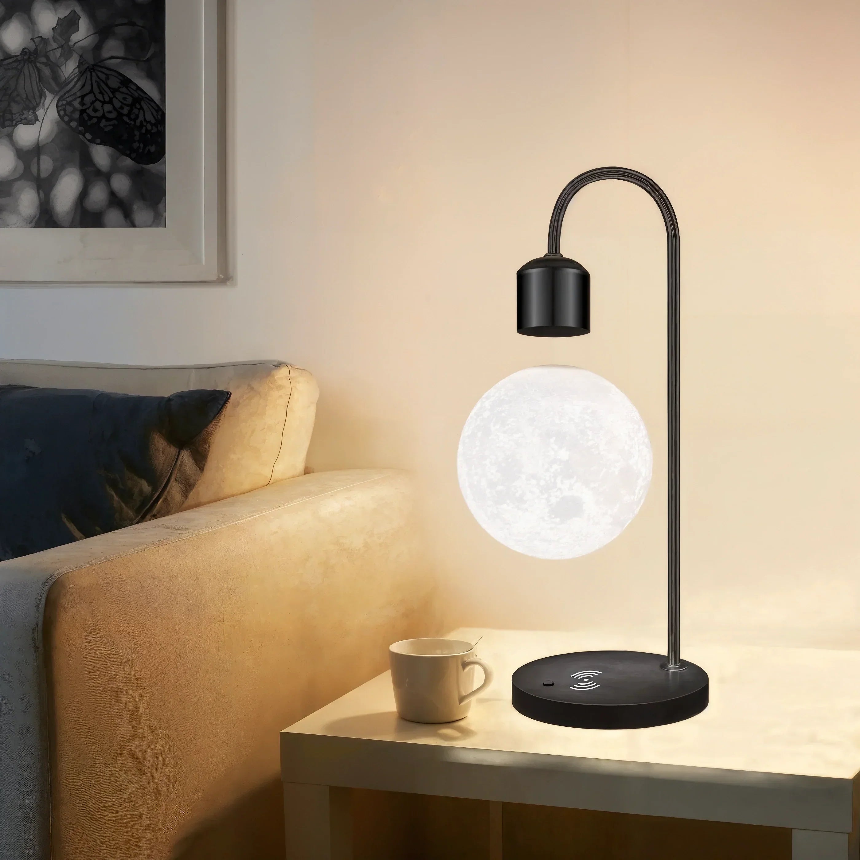 LuminoMoon LED Floating Moon Desk Lamp For Bedroom And Study Minimalist Night Light