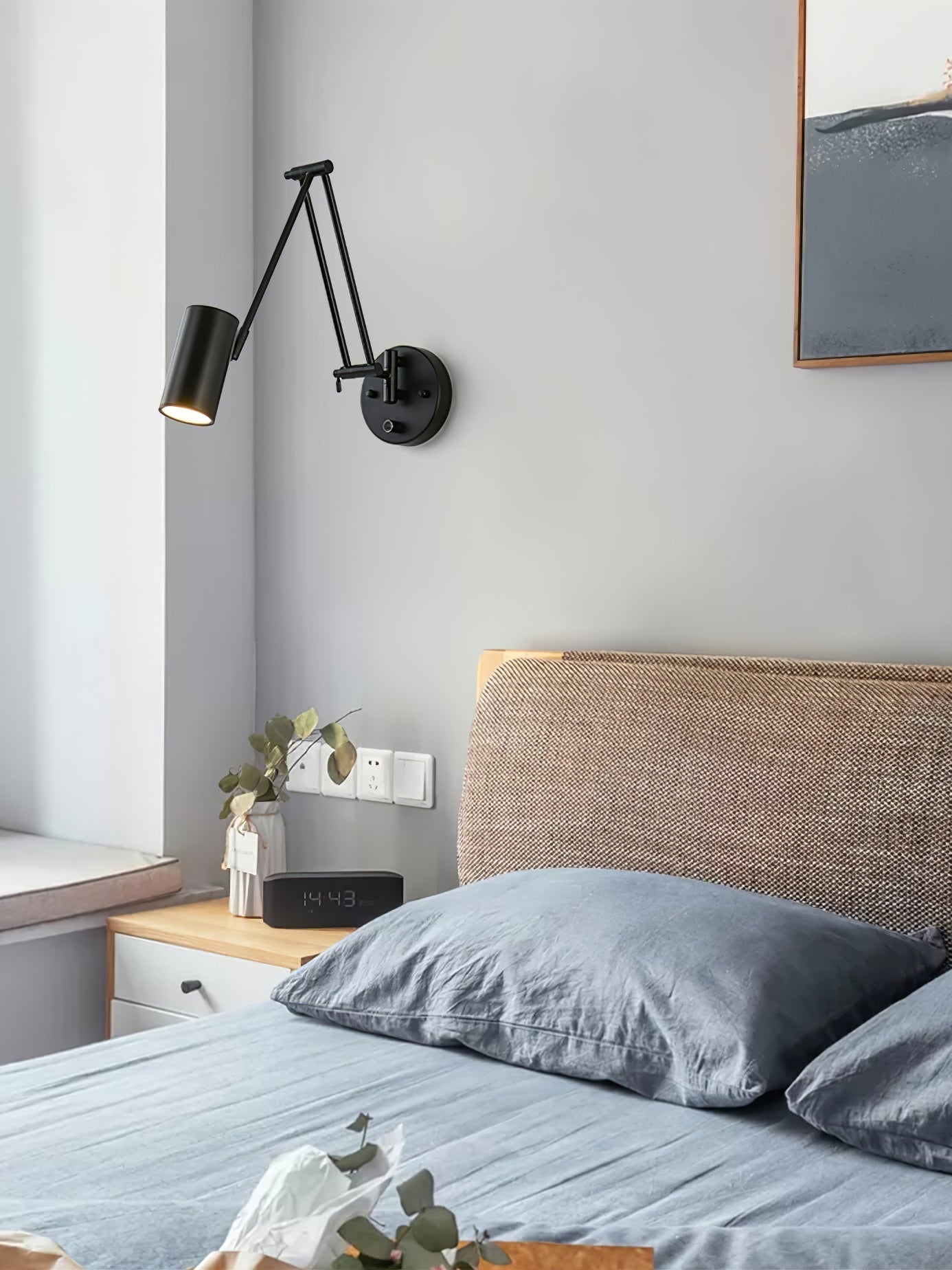 Industrial Adjustable Wall Lamp With Swivel Arm E26 E27 Socket For Reading And Bedroom
