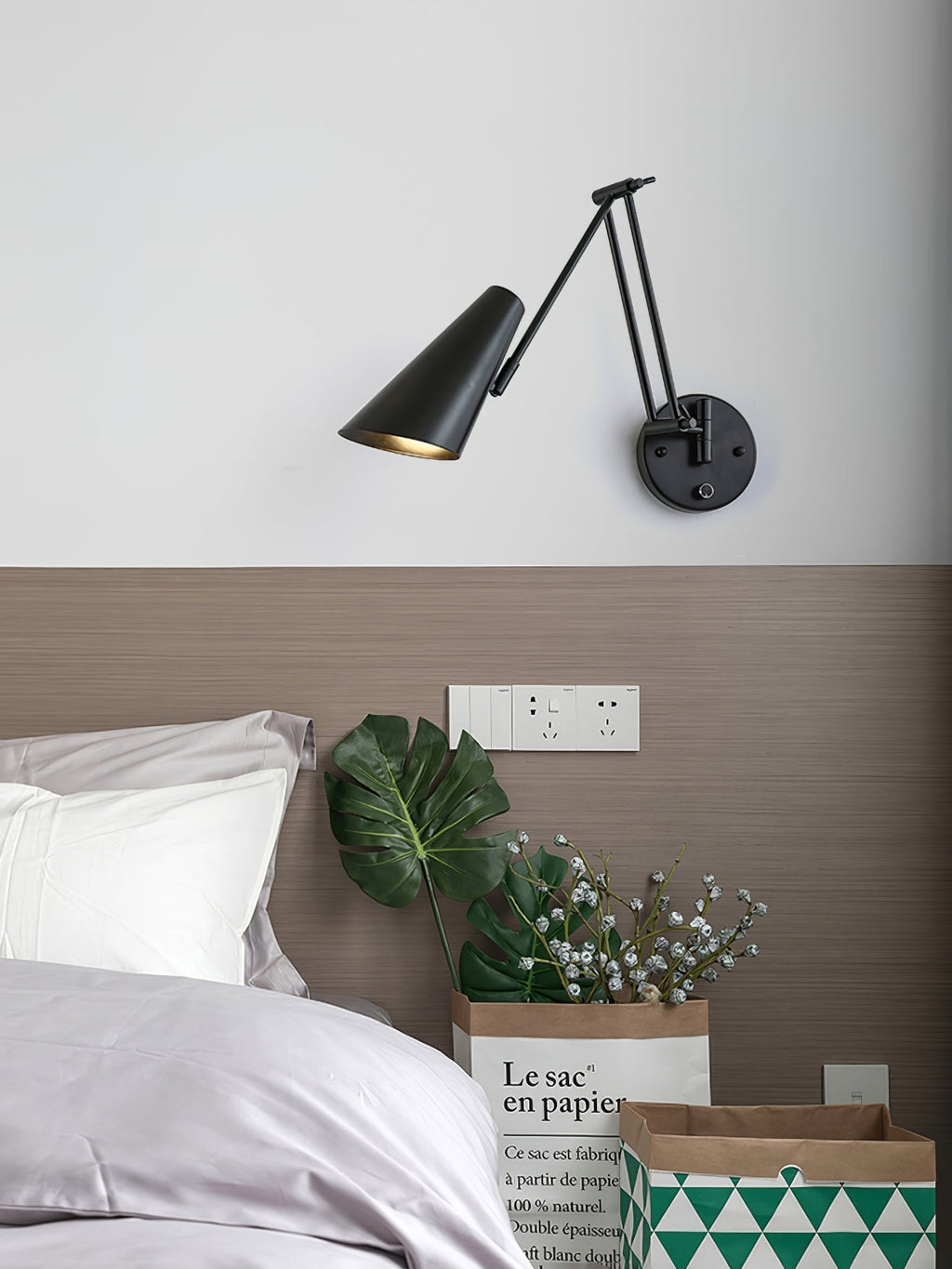 Industrial Adjustable Wall Lamp With Swivel Arm E26 E27 Socket For Reading And Bedroom