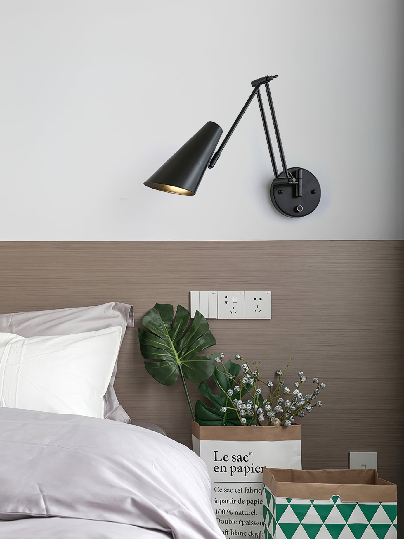 Industrial Adjustable Wall Lamp With Swivel Arm E26 E27 Socket For Reading And Bedroom