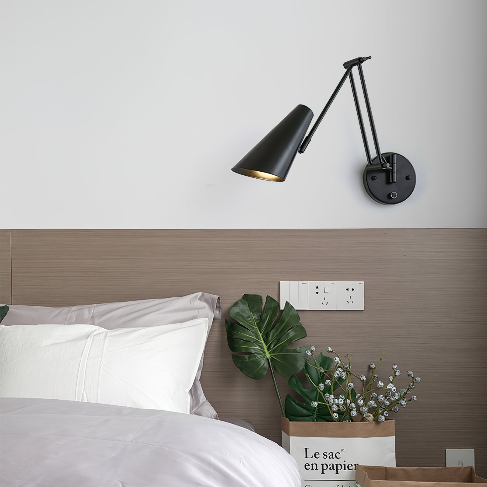 Industrial Adjustable Wall Lamp With Swivel Arm E26 E27 Socket For Reading And Bedroom