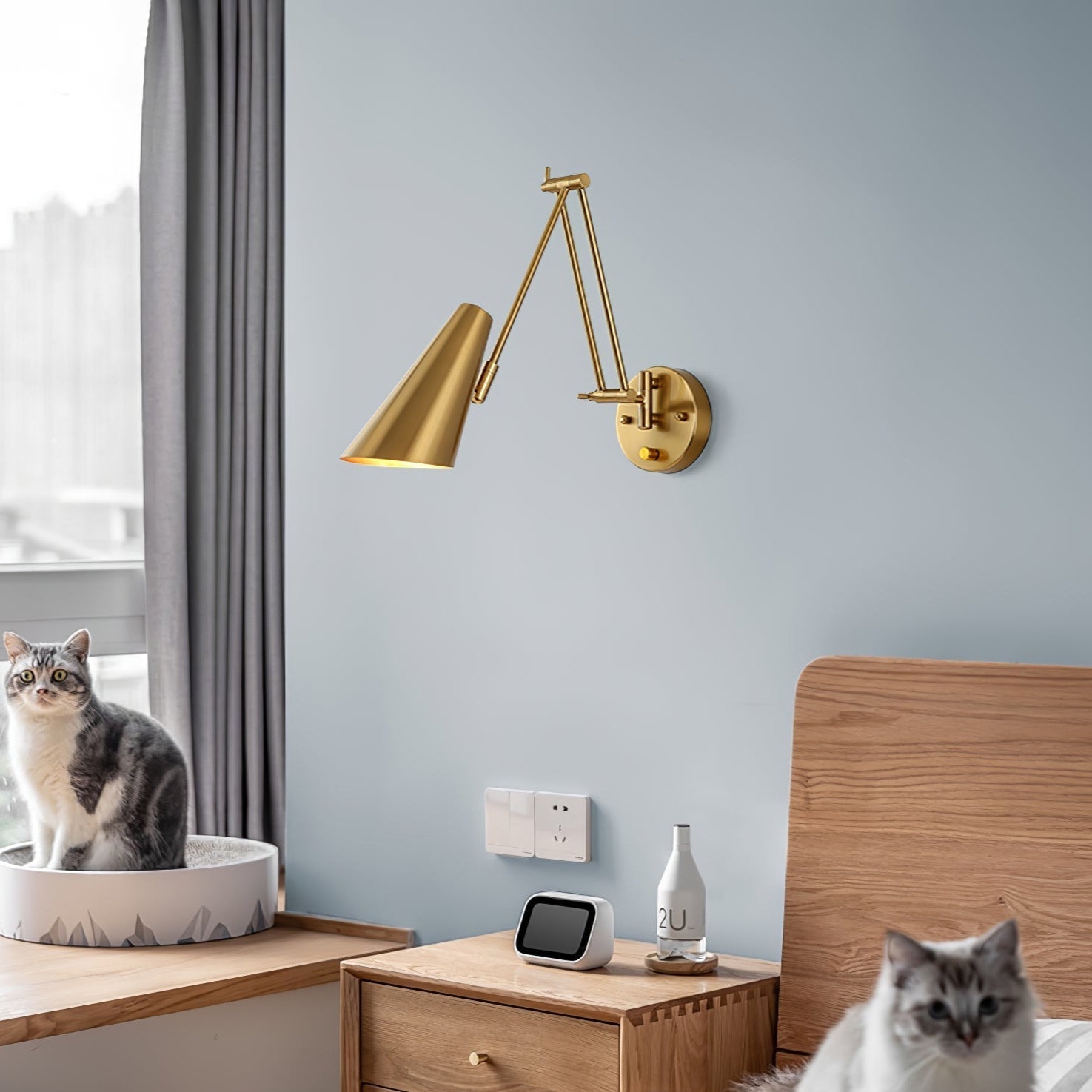 Industrial Adjustable Wall Lamp With Swivel Arm E26 E27 Socket For Reading And Bedroom