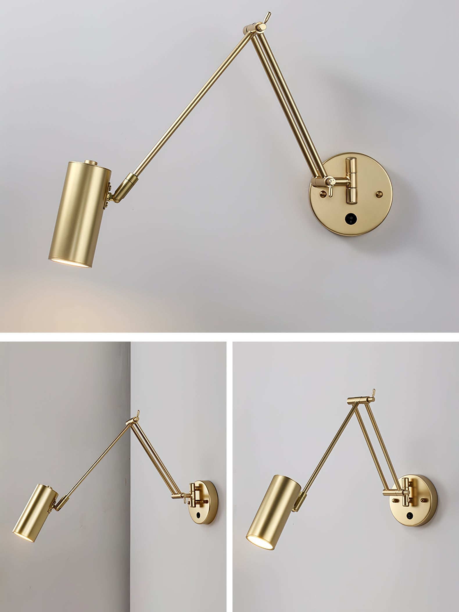 Industrial Adjustable Wall Lamp With Swivel Arm E26 E27 Socket For Reading And Bedroom