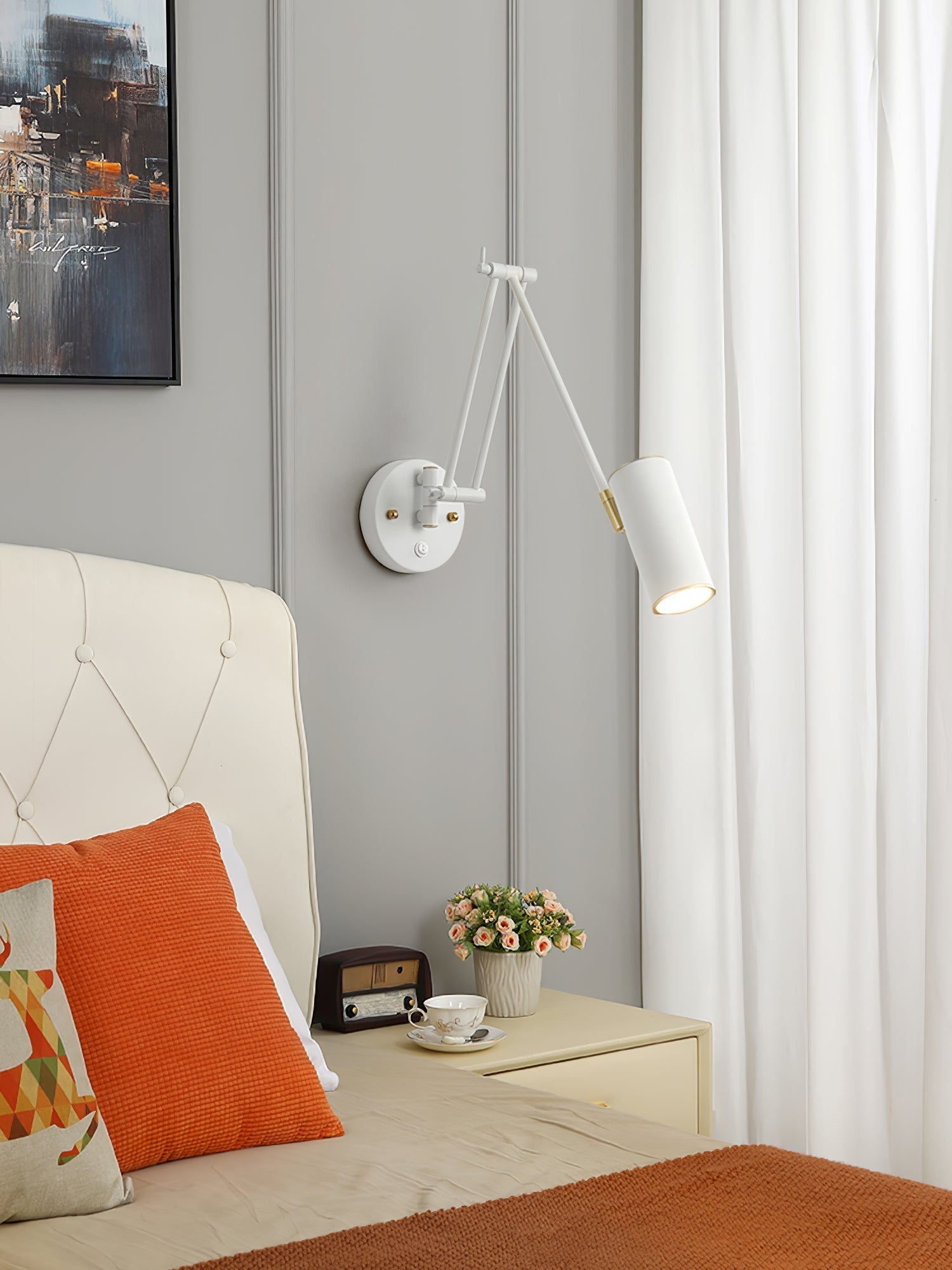 Industrial Adjustable Wall Lamp With Swivel Arm E26 E27 Socket For Reading And Bedroom