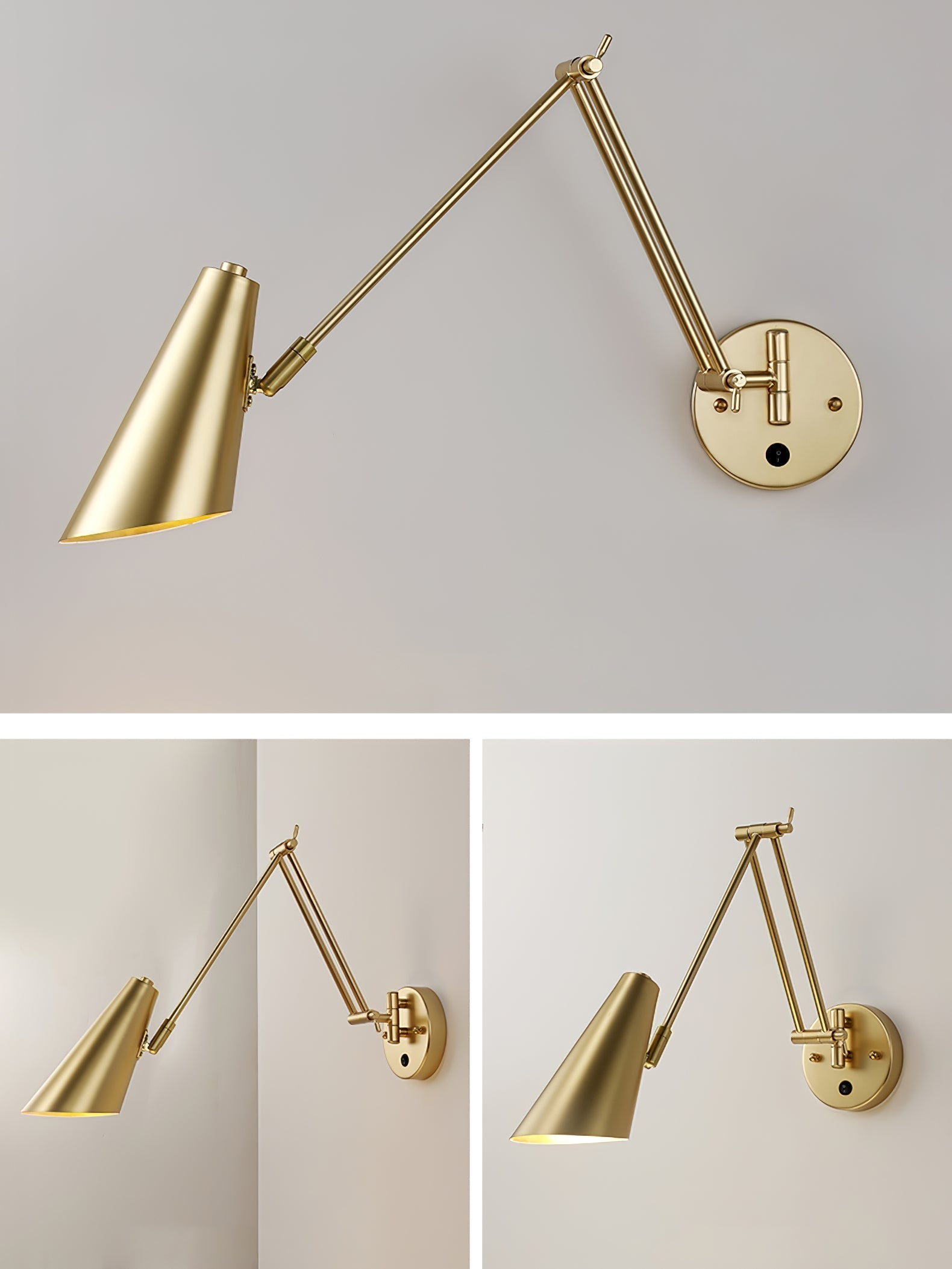 Industrial Adjustable Wall Lamp With Swivel Arm E26 E27 Socket For Reading And Bedroom