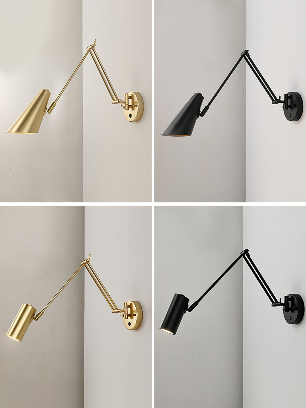Industrial Adjustable Wall Lamp With Swivel Arm E26 E27 Socket For Reading And Bedroom