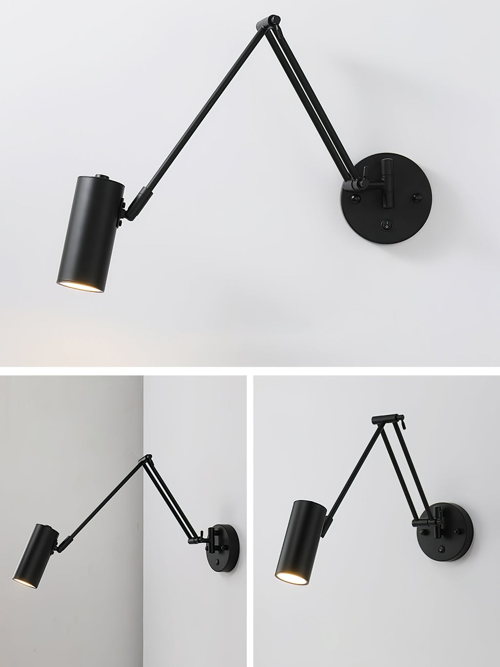Industrial Adjustable Wall Lamp With Swivel Arm E26 E27 Socket For Reading And Bedroom