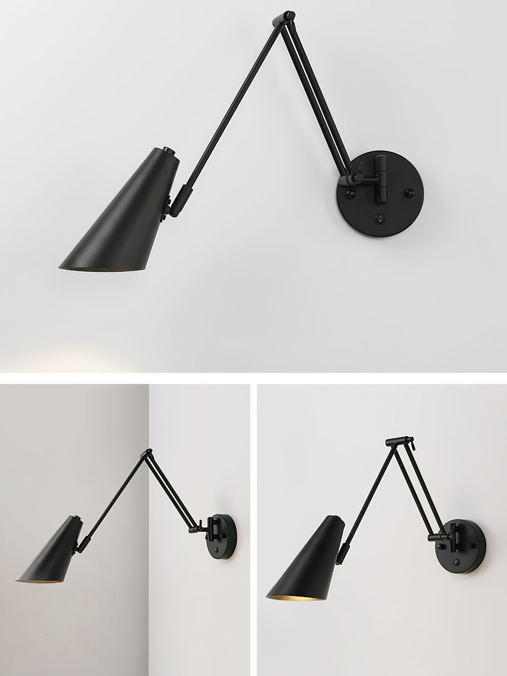 Industrial Adjustable Wall Lamp With Swivel Arm E26 E27 Socket For Reading And Bedroom