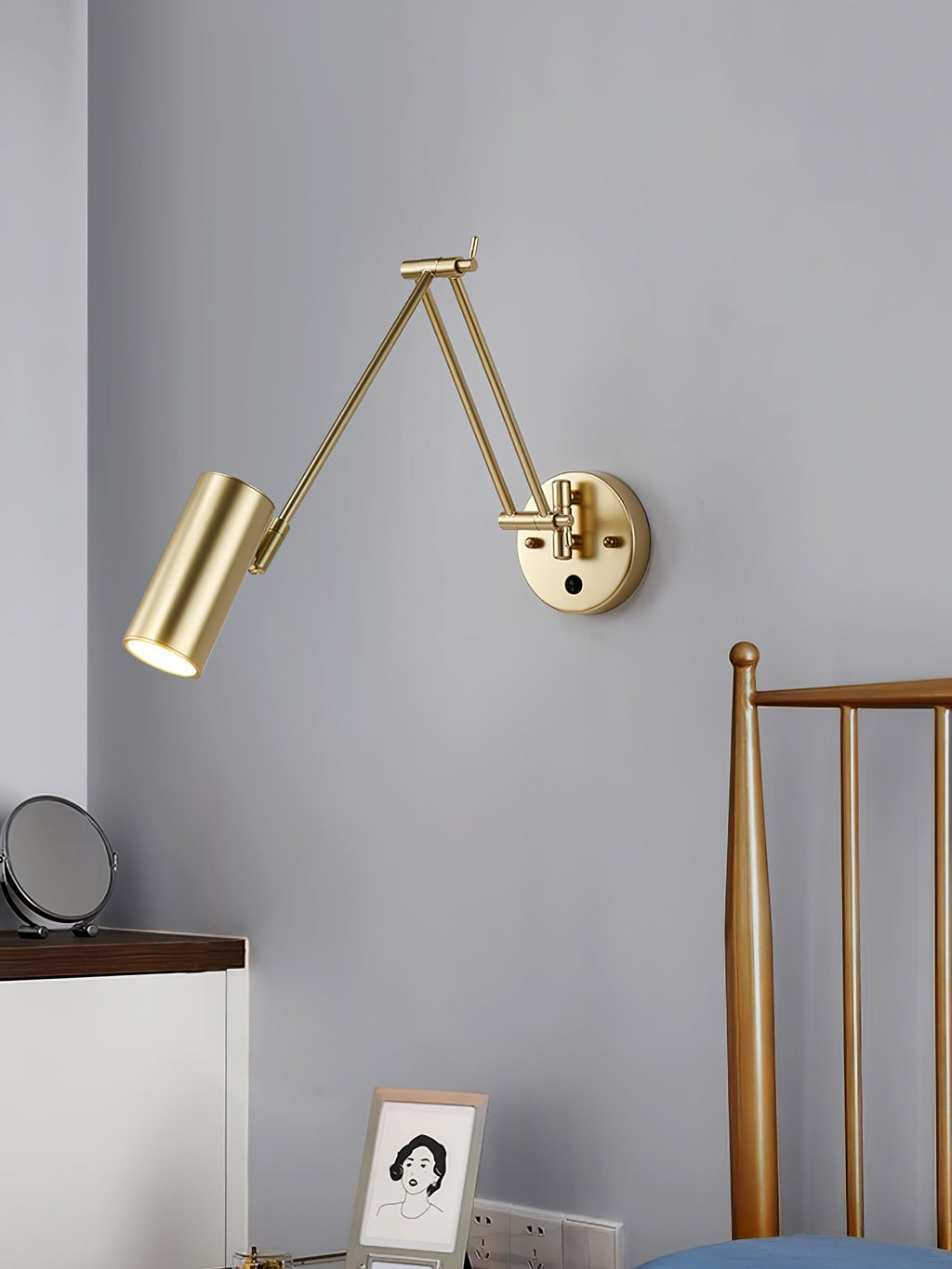 Industrial Adjustable Wall Lamp With Swivel Arm E26 E27 Socket For Reading And Bedroom