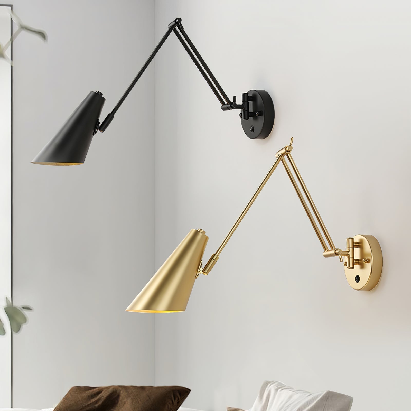 Industrial Adjustable Wall Lamp With Swivel Arm E26 E27 Socket For Reading And Bedroom