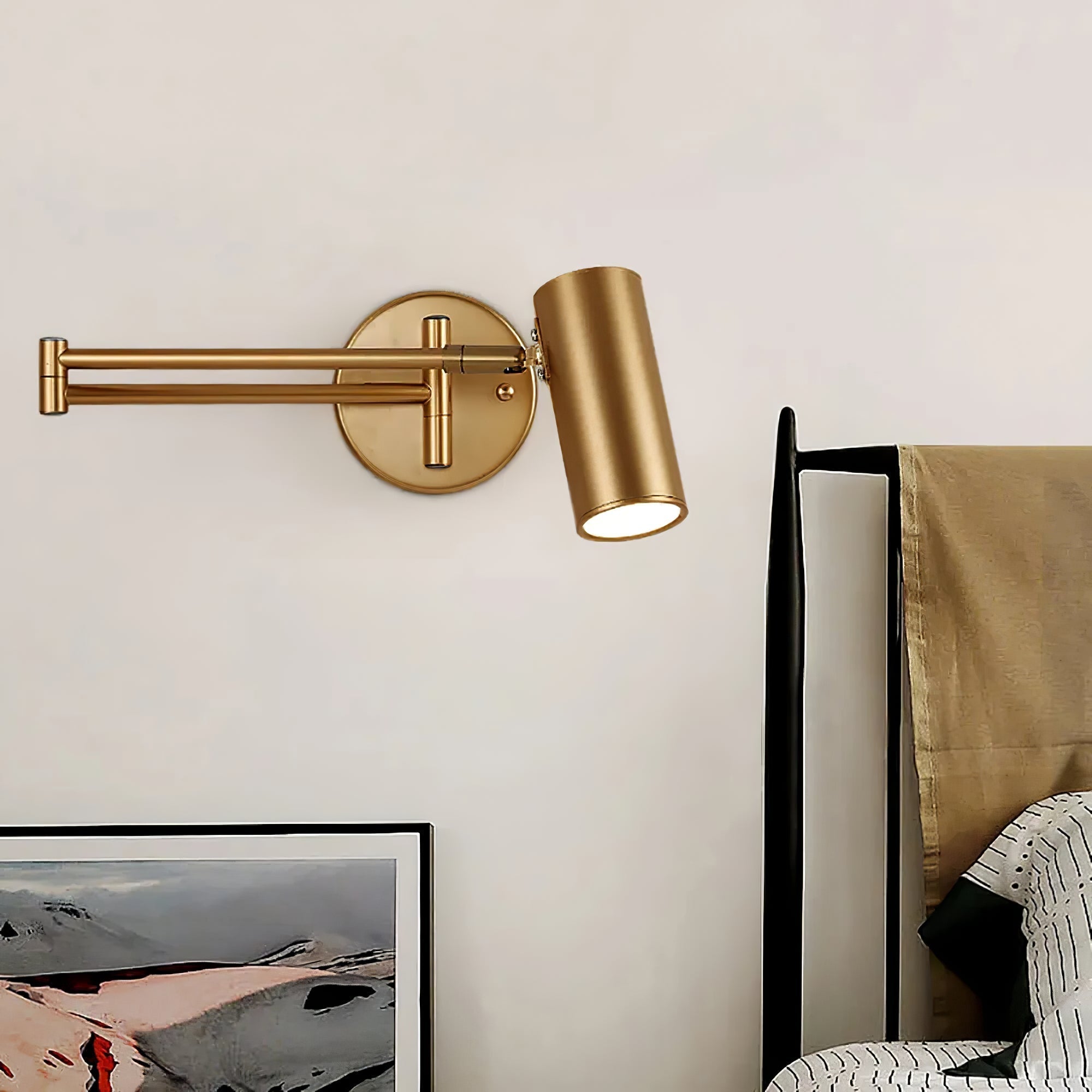 Industrial Iron Wall Lamp With 180 Degree Swivel Arm For Reading Bedroom Nightstand