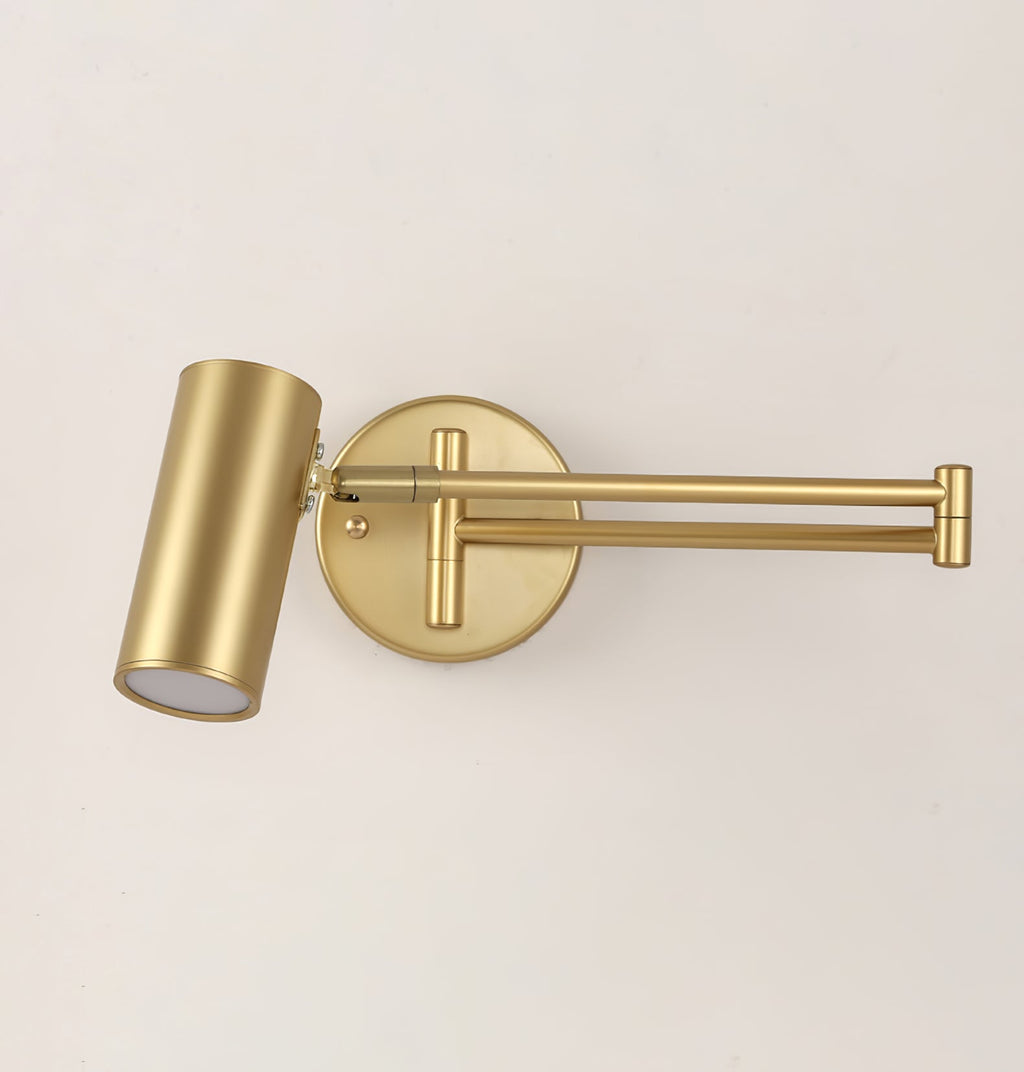 Versatile Wall Light With Adjustable Arm And Cylindrical Spotlight In Brass Or Black Metal