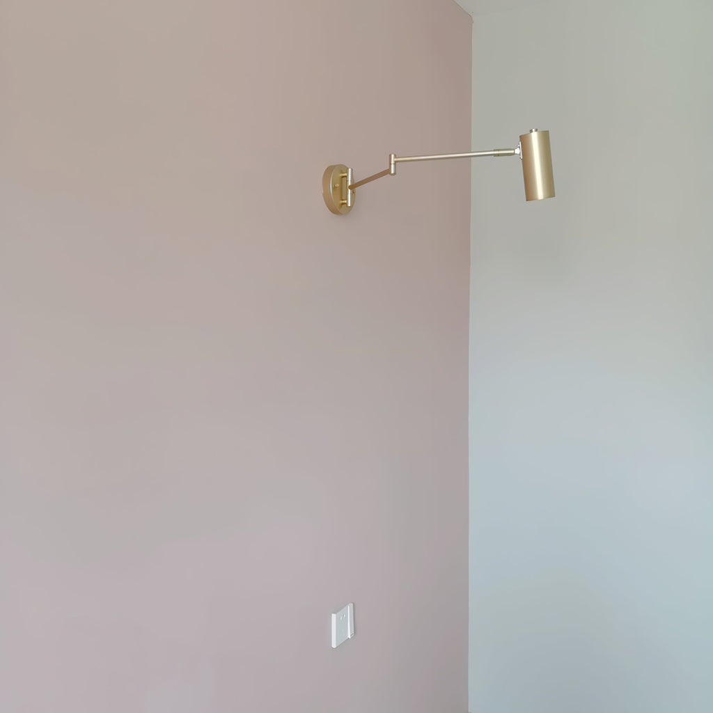 Versatile Wall Light With Adjustable Arm And Cylindrical Spotlight In Brass Or Black Metal