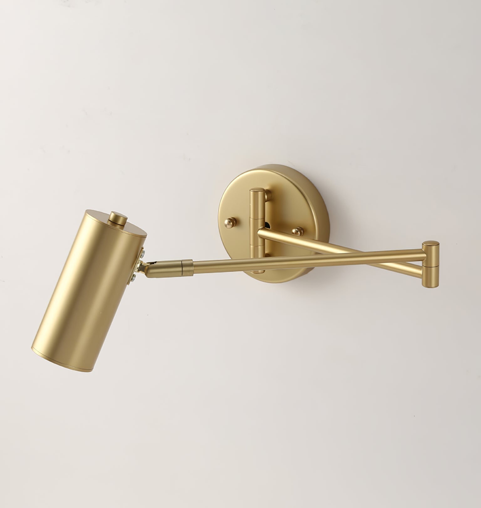 Versatile Wall Light With Adjustable Arm And Cylindrical Spotlight In Brass Or Black Metal