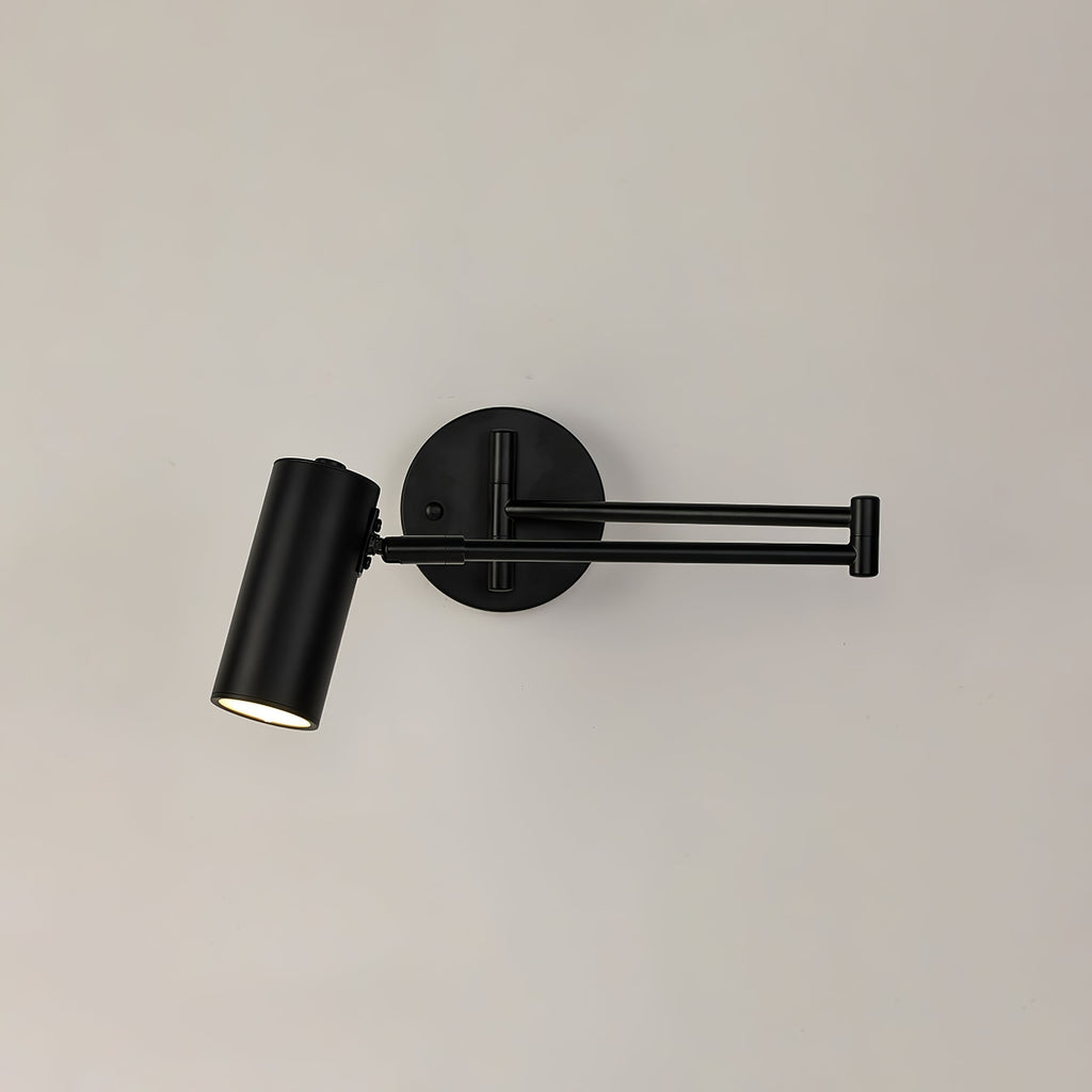 Versatile Wall Light With Adjustable Arm And Cylindrical Spotlight In Brass Or Black Metal