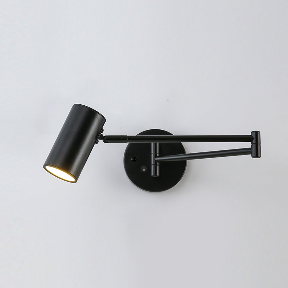 Versatile Wall Light With Adjustable Arm And Cylindrical Spotlight In Brass Or Black Metal