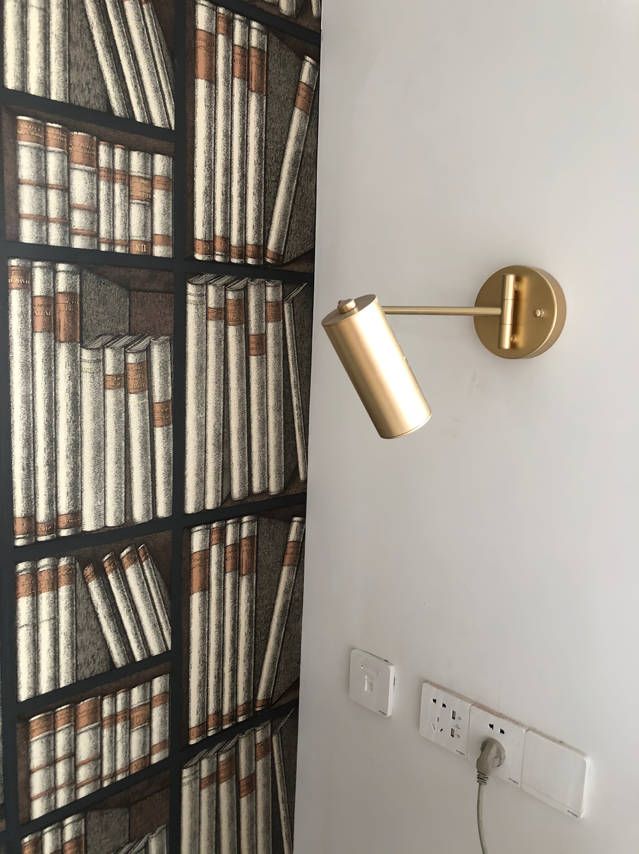Versatile Wall Light With Adjustable Arm And Cylindrical Spotlight In Brass Or Black Metal