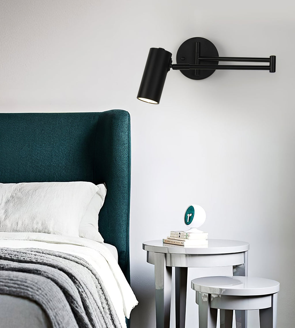 Industrial Iron Wall Lamp With 180 Degree Swivel Arm For Reading Bedroom Nightstand