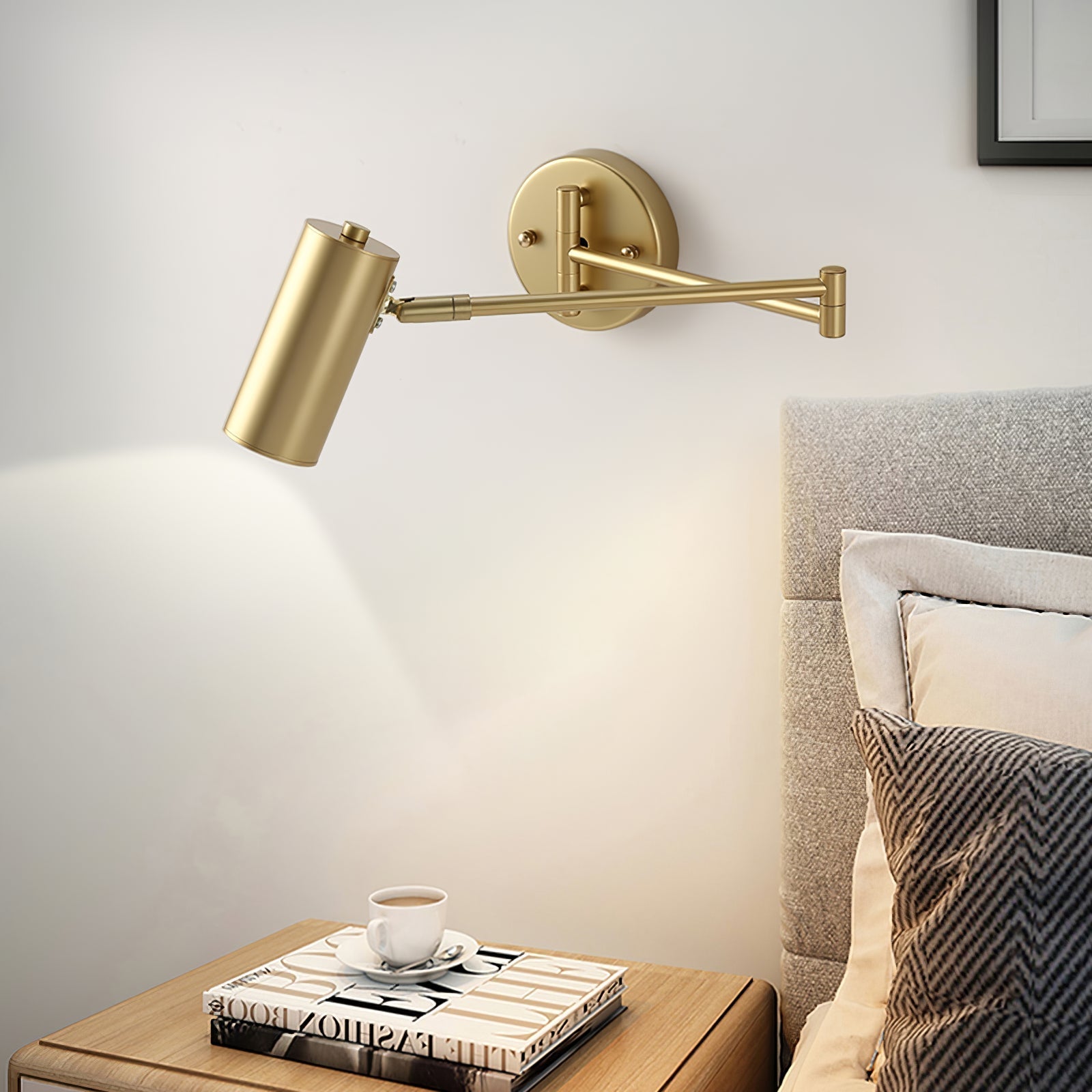 Industrial Iron Wall Lamp With 180 Degree Swivel Arm For Reading Bedroom Nightstand