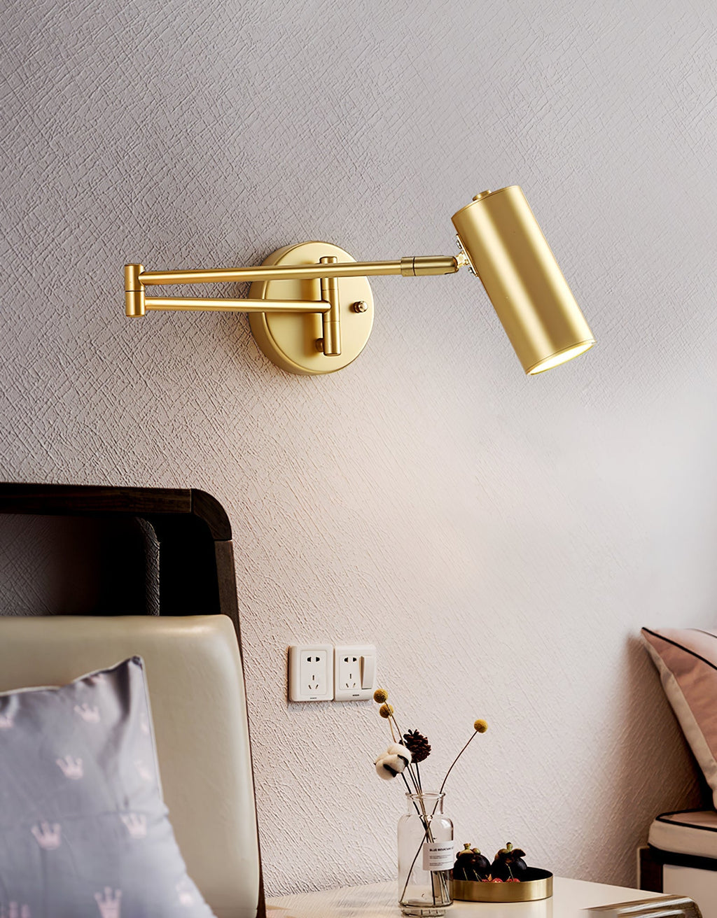 Industrial Iron Wall Lamp With 180 Degree Swivel Arm For Reading Bedroom Nightstand