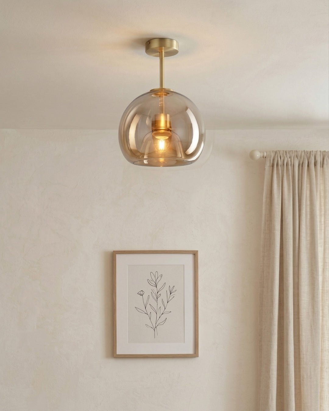 Thyra Pendant Lamp With Tinted Glass, Sculptural Lighting, Amber Smoke Gray