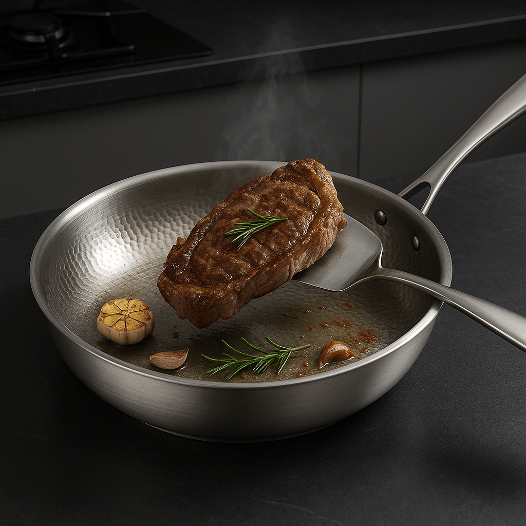 Frying Pan In Titanium With No Nonstick Coating For All Heat Sources