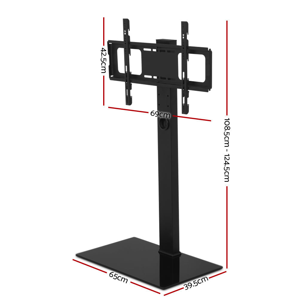 Adjustable Swivel TV Floor Stand With Glass Shelf For 32 To 70 Inch TVs