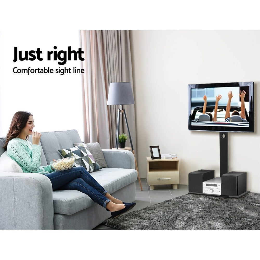 Adjustable Swivel TV Floor Stand With Glass Shelf For 32 To 70 Inch TVs