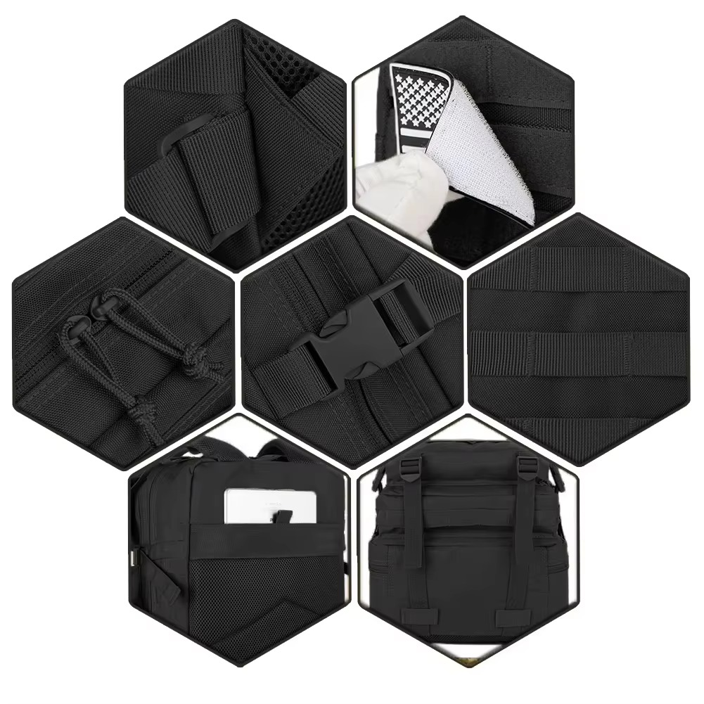 Mochila tática para atividades ao ar livre — sistema MOLLE, design ergonómico