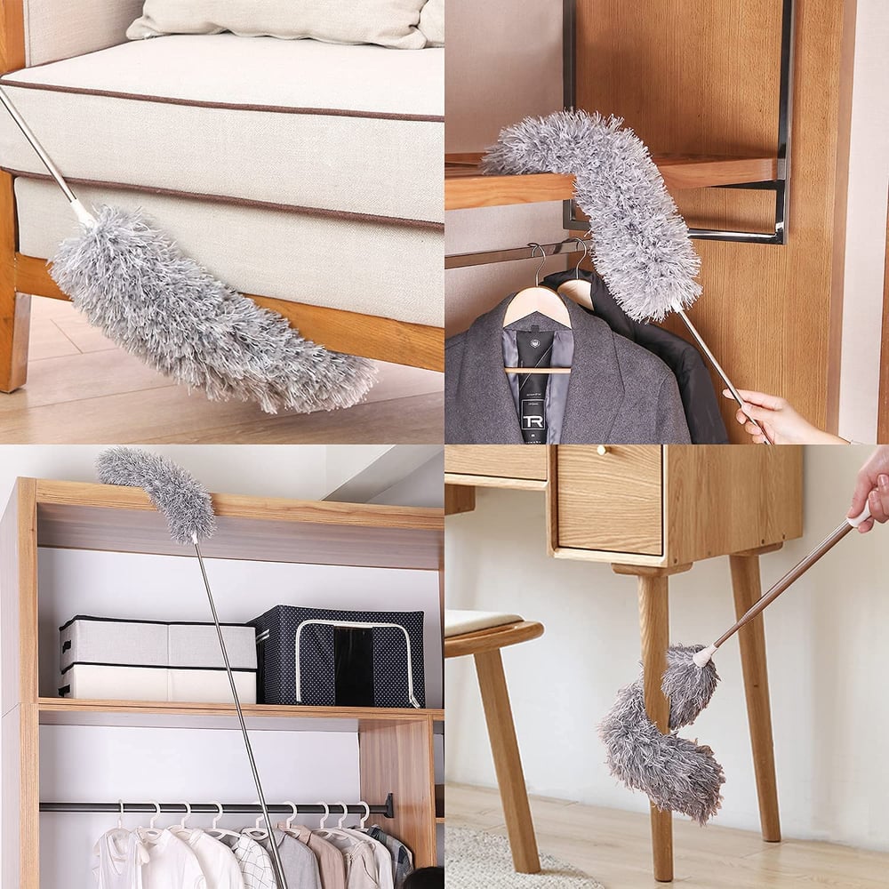 Extendable Duster With Removable Microfiber Head For Ceilings And Fans