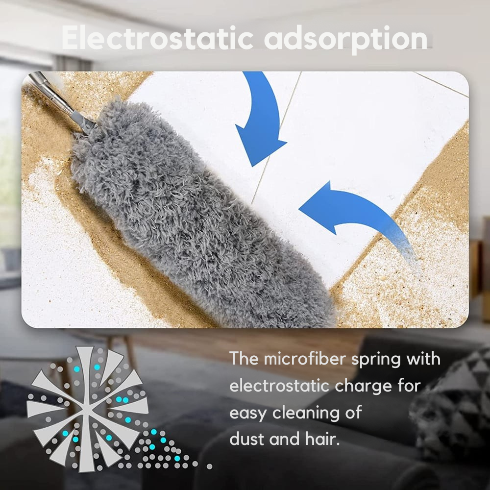 Extendable Duster With Removable Microfiber Head For Ceilings And Fans