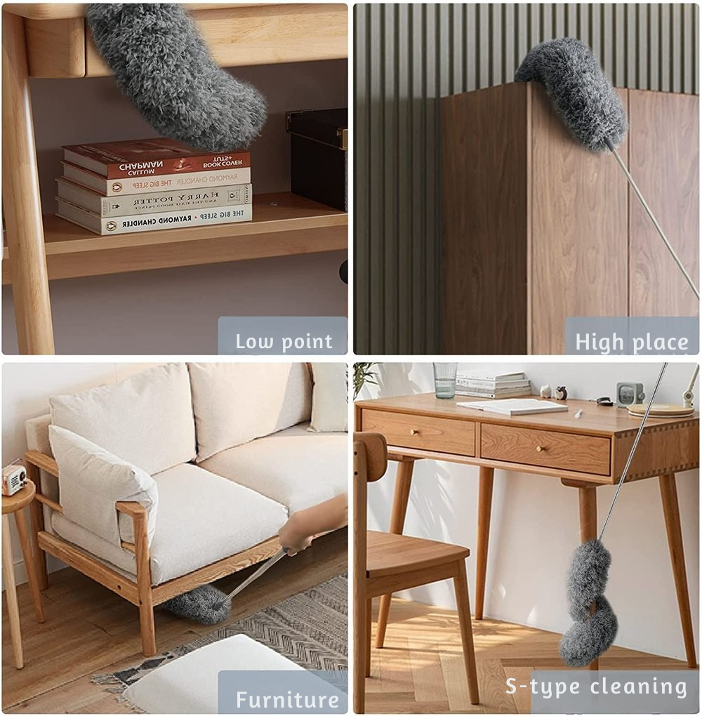 Extendable Duster With Removable Microfiber Head For Ceilings And Fans