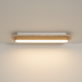 AuroraStone Natural Stone Ceiling Light With A Wood Frame, Flush Mount Fixture For Living Spaces
