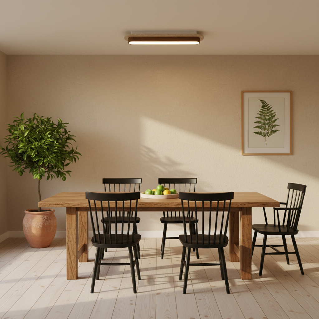 AuroraStone Natural Stone Ceiling Light With A Wood Frame, Flush Mount Fixture For Living Spaces