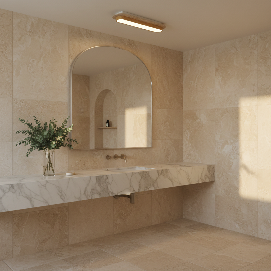 AuroraStone Natural Stone Ceiling Light With A Wood Frame, Flush Mount Fixture For Living Spaces