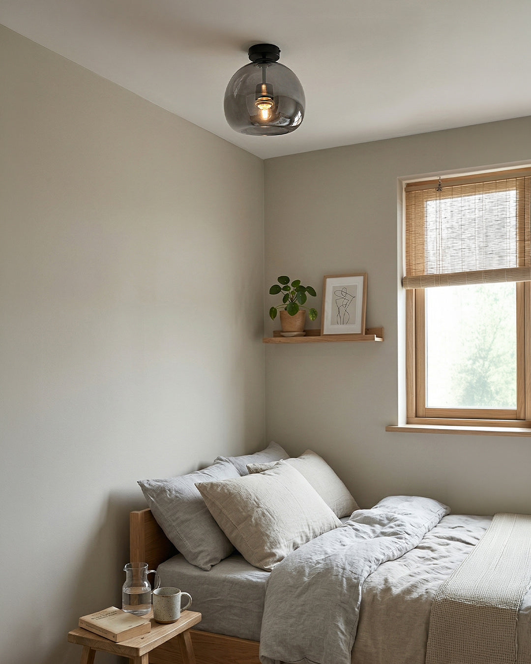 Thyra Pendant Lamp With Tinted Glass, Sculptural Lighting, Amber Smoke Gray