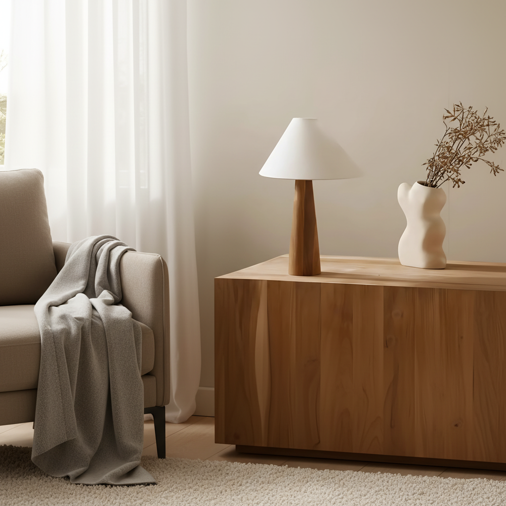 Aurorawood LED Table Lamp For Modern Rooms With Warm Soft Ambient Glow In Contemporary Living Spaces