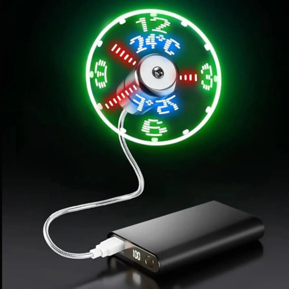 TimeGlow Clock Fan — USB Powered, Adjustable Airflow, LED Display
