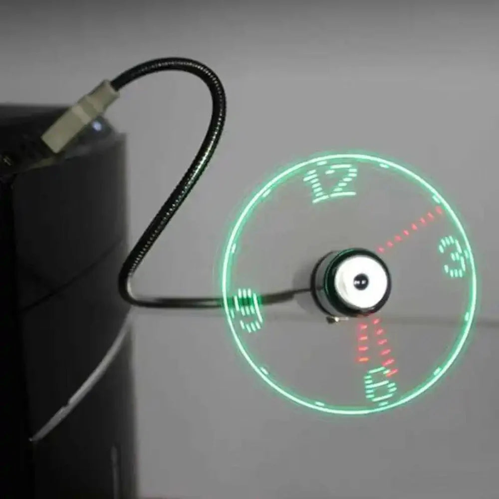 TimeGlow Clock Fan — USB Powered, Adjustable Airflow, LED Display