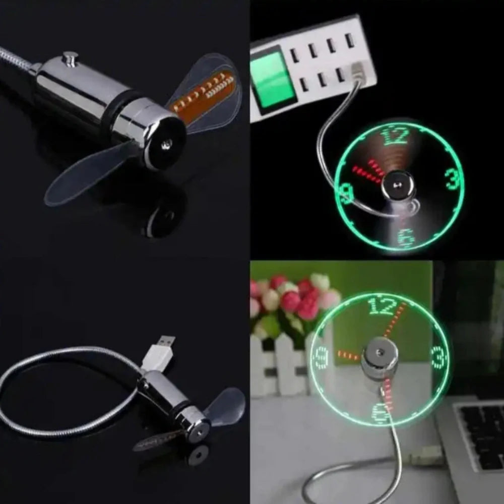 TimeGlow Clock Fan — USB Powered, Adjustable Airflow, LED Display