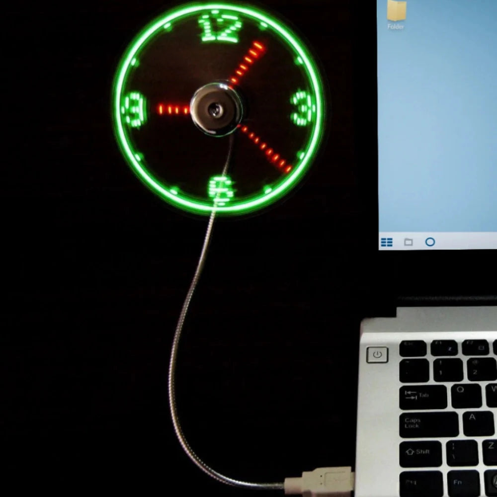 TimeGlow Clock Fan — USB Powered, Adjustable Airflow, LED Display