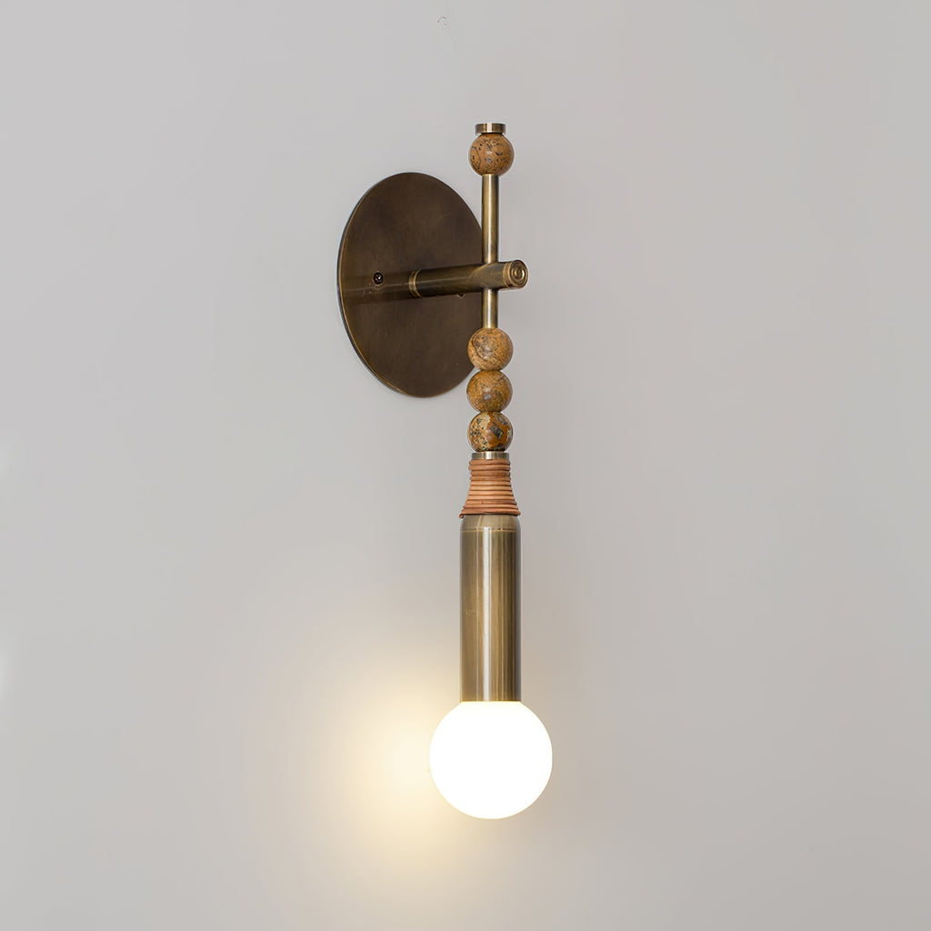 Toam Marble Brass Wall Lamp, Persepolis Inspired, Antique Brass Finish, 18.9 And 27.6 Inch
