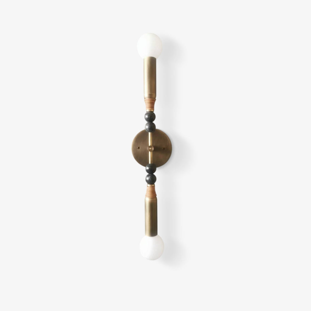 Toam Marble Brass Wall Lamp, Persepolis Inspired, Antique Brass Finish, 18.9 And 27.6 Inch