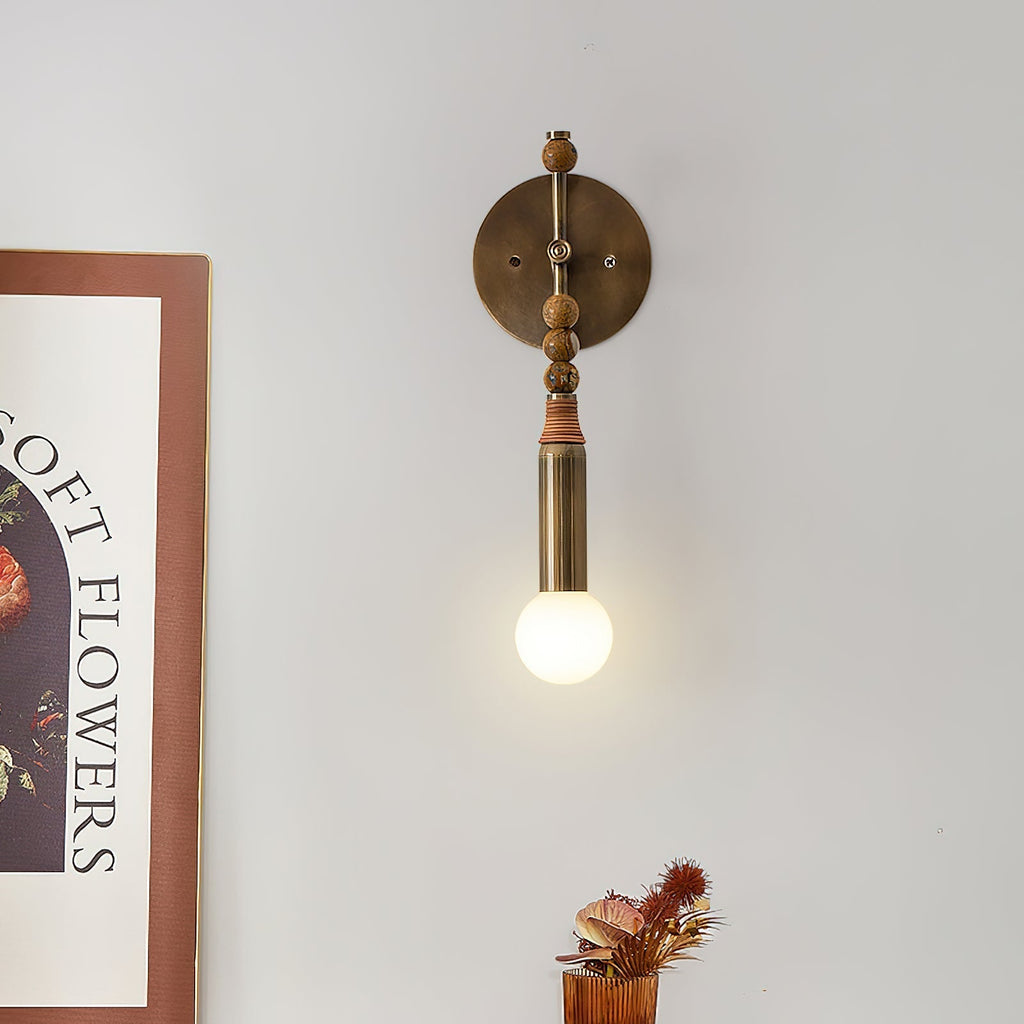 Toam Marble Brass Wall Lamp, Persepolis Inspired, Antique Brass Finish, 18.9 And 27.6 Inch