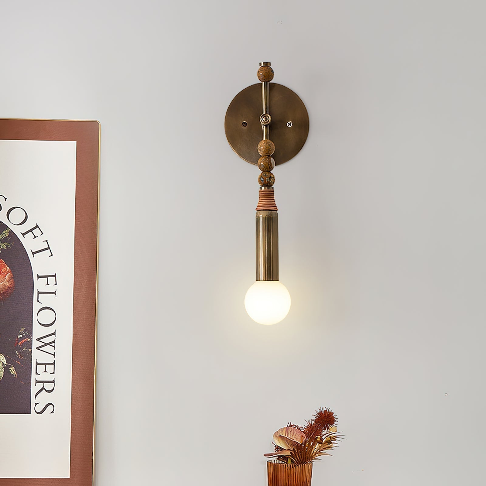 Toam Marble Brass Wall Lamp, Persepolis Inspired, Antique Brass Finish, 18.9 And 27.6 Inch