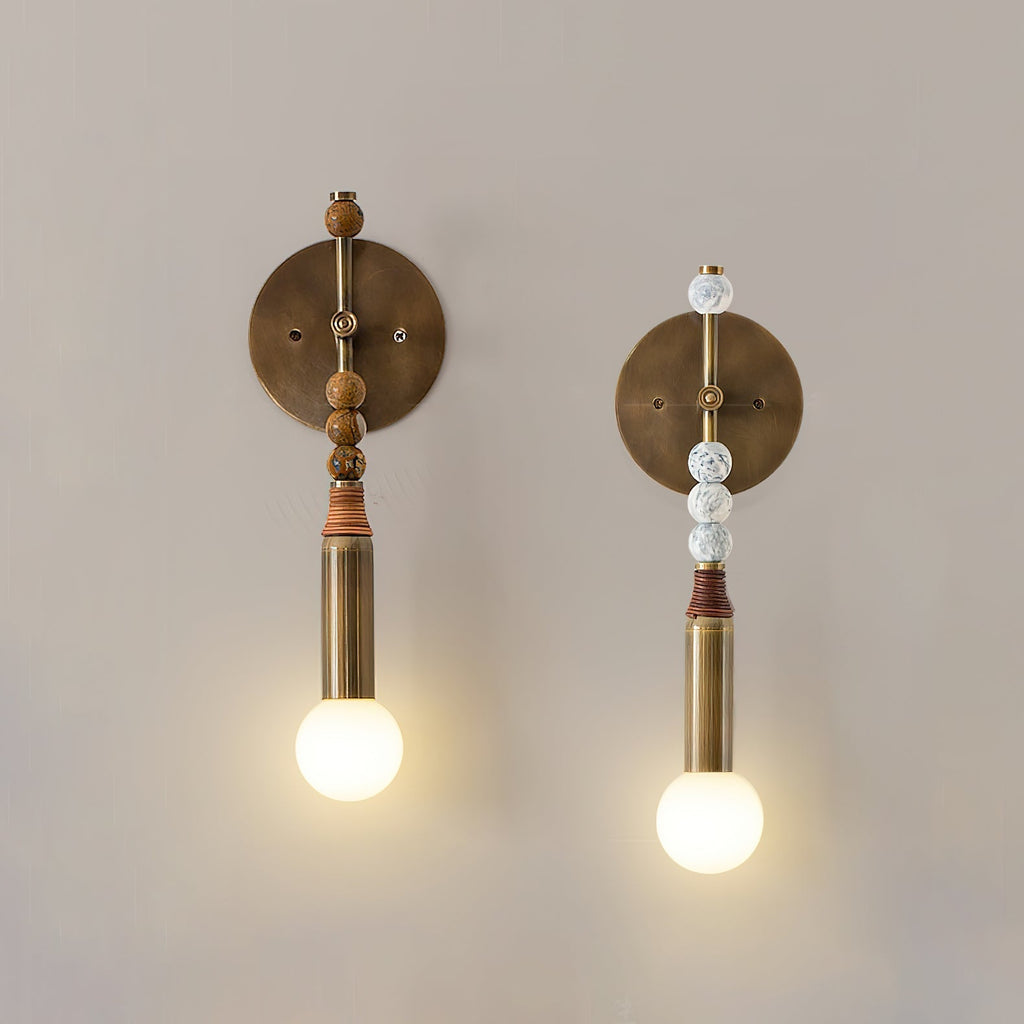 Toam Marble Brass Wall Lamp, Persepolis Inspired, Antique Brass Finish, 18.9 And 27.6 Inch